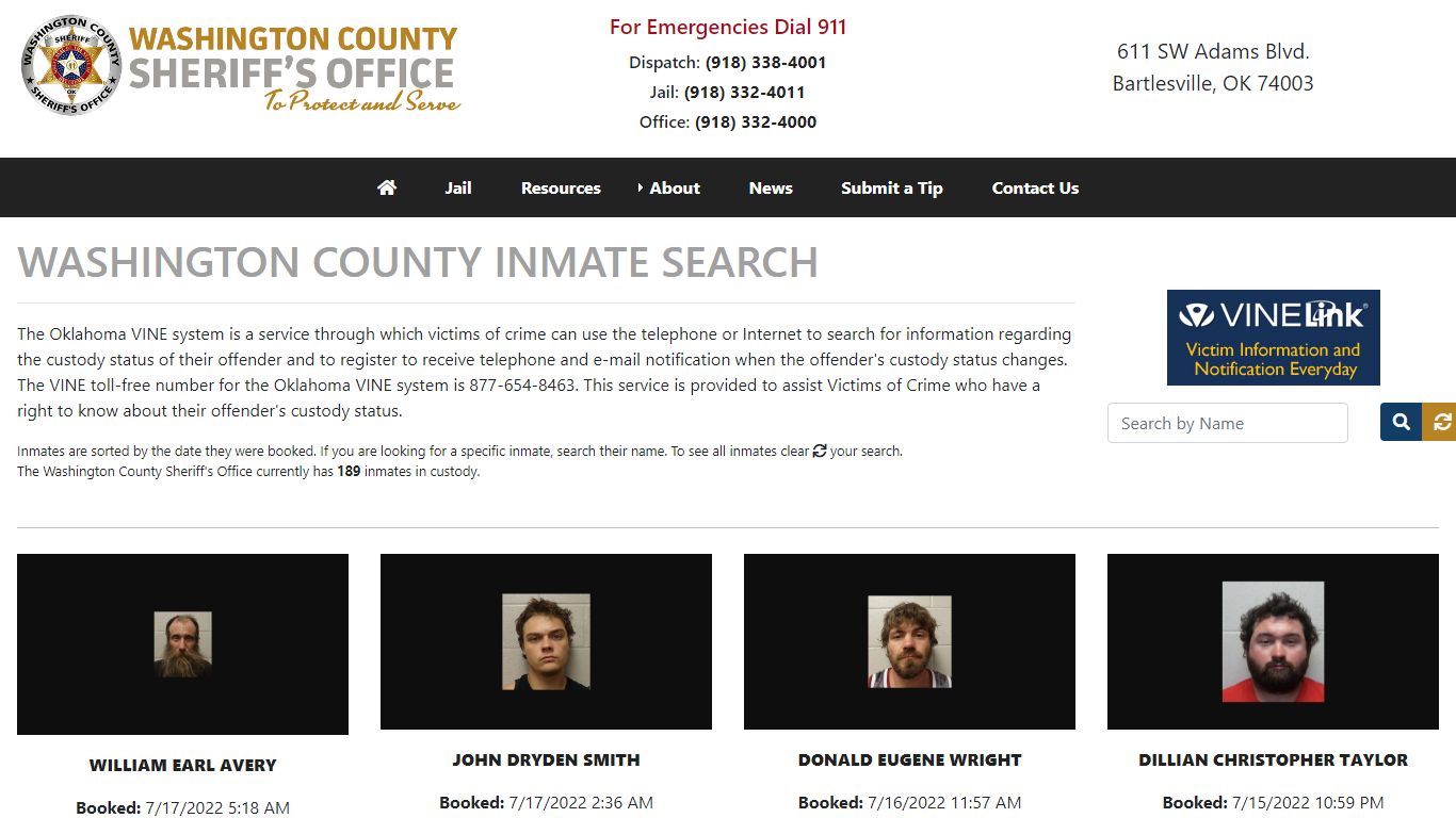 Inmate Search - Washington County Sheriff's Office