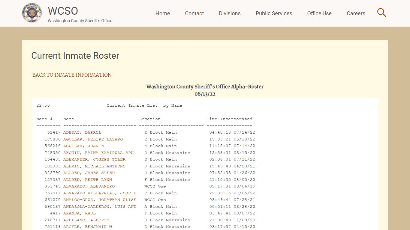 Current Inmate Roster | WCSO - WCSO | Washington County ...